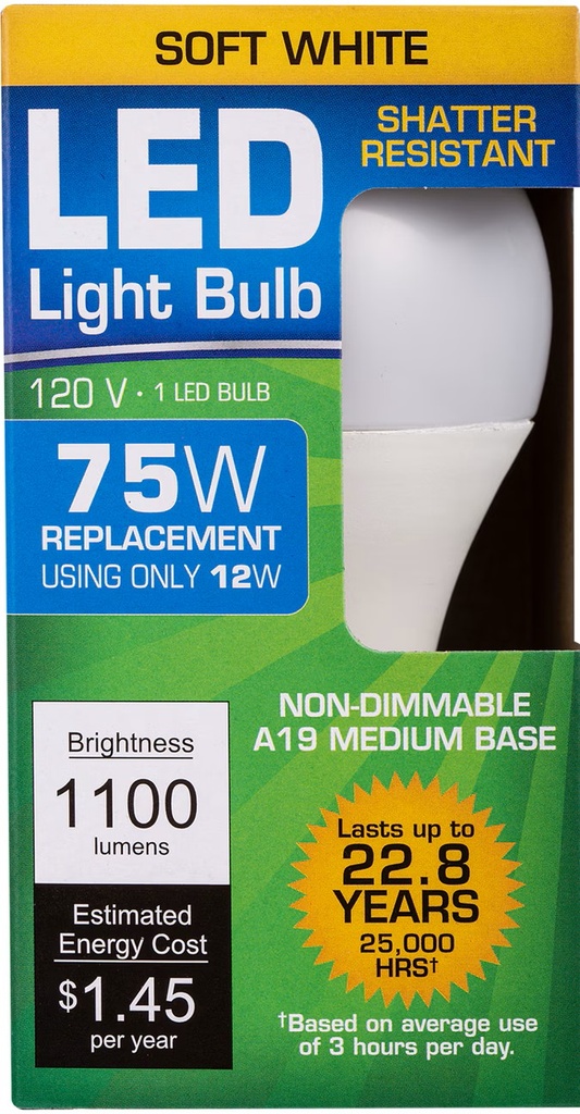  Soft White LED Bulb 75w