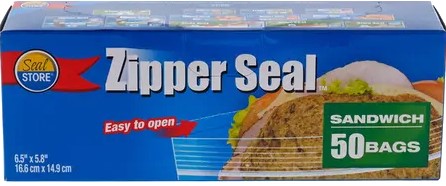 Zipper Seal Sandwich Bags 50ct